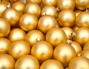 A close-up of golden Christmas ornaments arranged tightly together, creating a festive and elegant display