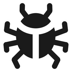 Bug error vector icon — minimal flat outline insect symbol for malware, system issue, debugging, software problems, security alerts, and modern UI design

