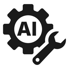 AI configuration and machine learning settings icon — editable vector line symbol for automation tools, tech interface, system optimization, and digital configuration UI elements