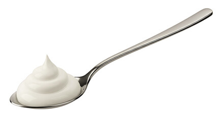 Spoonful of Smooth Cream Dairy Dessert Topping Isolated Sweet Treat Close Up
