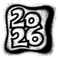 2026 new year graffiti in spray paint style.