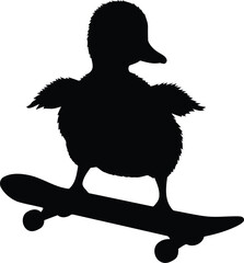 Skateboarding duck silhouette