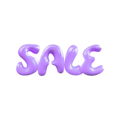 Sale text 3d Liquid effect vector with purple color