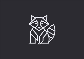 A smooth raccoon line logo featuring distinctive mask-shaped curves and balanced contours, expressing curiosity, agility, and cleverness, designed as a simple modern vector graphic concept © PULO