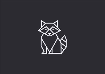 A smooth raccoon line logo featuring distinctive mask-shaped curves and balanced contours, expressing curiosity, agility, and cleverness, designed as a simple modern vector graphic concept © PULO