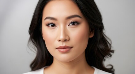 Fototapeta premium portrait of a confident young woman with flawless skin and elegant hairstyle