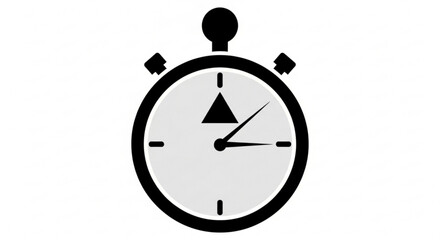 Minimalist black and white stopwatch icon displaying time, precision, and urgency, ideal for various digital and print applications