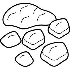 Illustration of Bread Loaf and Bread Slices for Coloring.