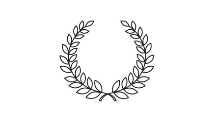 Stylized laurel wreath line art icon representing victory, achievement, and honor. an elegant emblem of success and accomplishment in a modern graphic style.