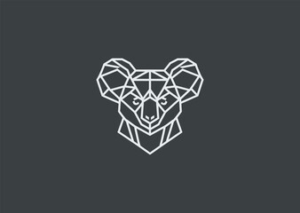 A simple clean koala line logo using smooth rounded strokes to form a calm and friendly face, representing gentleness, nature, and warmth, designed as a minimalist creative vector concept