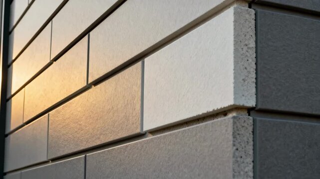 Medium shot of noncombustible fireresistant cladding materials applied to an exterior wall emphasizing safety and robust construction.