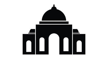 Building with dome silhouette architectural landmark in black and white