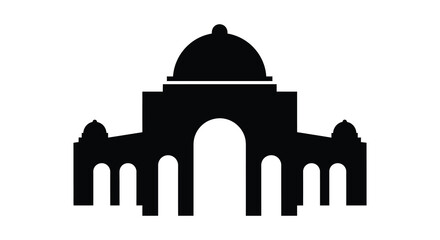 Architectural landmark with dome silhouette style building silhouette
