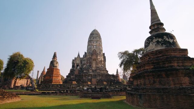 Ancient buddhist temple Wat Ratchaburana in Ayutthaya Historical Park, Thailand. UNESCO world heritage site.