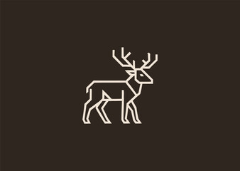 A minimalist moose line logo built with long elegant strokes outlining the head and antlers, symbolizing strength, wilderness, and majesty, created as a modern clean vector illustration concept