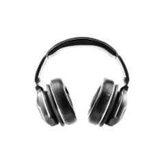 Fototapeta premium Halftone illustration of over-ear headphones in monochrome style. Modern audio accessory symbol for music design, podcast themes, technology projects, and creative graphic concepts.