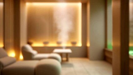 Interior Spa Room Featuring Steam and Soft Lighting Provides Calm Tranquility and Relaxation Cinematic Footage for Health and Wellness Concepts 190