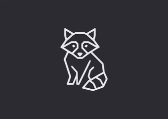 A smooth raccoon line logo featuring distinctive mask-shaped curves and balanced contours, expressing curiosity, agility, and cleverness, designed as a simple modern vector graphic concept