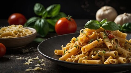 Italian cuisine concept, italian pasta, japanese cuisine theme