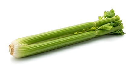 Fototapeta premium Fresh Green Celery Stalks on White Background