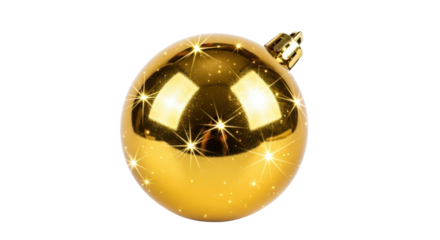 Gold Christmas ornament isolated PNG with Transparent Background