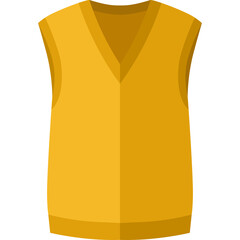 Yellow Sleeveless Vest With V Neckline And Simple Design With Transparent Background