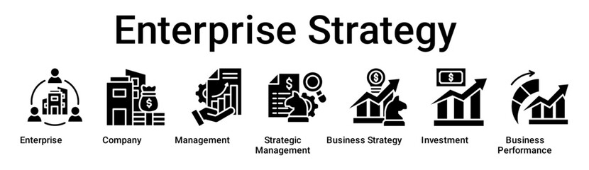 Enterprise Strategy banner web icon vector illustration concept for business with icon of Enterprise, Company, Management, Strategic Management, Business Strategy, Investment, Business.