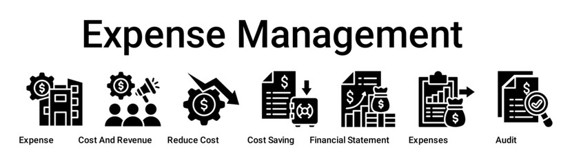 Expense Management banner web icon vector illustration concept for business with icon of Expense, Cost And Revenue, Reduce Cost, Cost Saving, Financial Statement, Expenses.