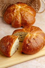 fresh homemade bread on the background