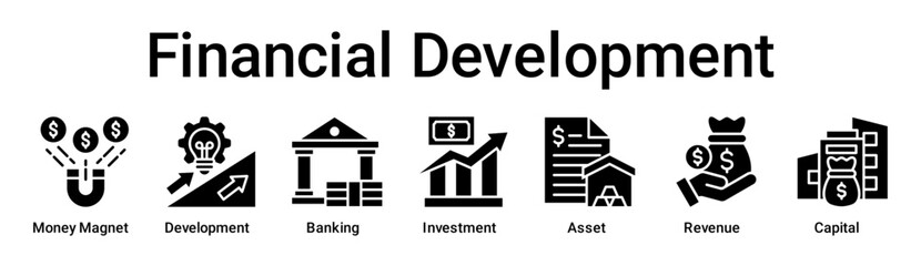 Financial Development banner web icon vector illustration concept for business with icon of Money Magnet, Development, Banking, Investment, Asset, Revenue.