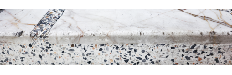 Dirty terrazzo and marble bench edge texture