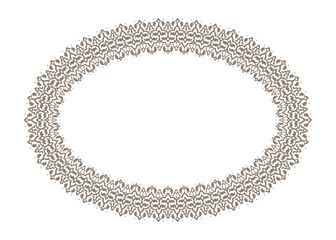 Decorative vintage oval frame. Elegant element for design in Eastern style, place for text. Floral black border. Lace illustration for invitation, greeting card, plate, textiles, embroidery, porcelain