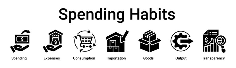 Spending Habits banner web icon vector illustration concept for business with icon of Spending, Expenses, Consumption, Importation, Goods, Output.