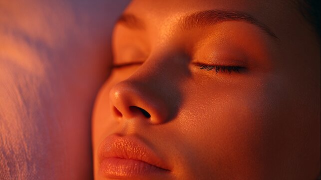 Person enjoying deep relaxation with closed eyes and a calm expression