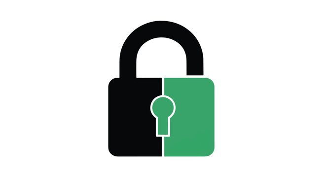Flat design padlock icon symbolizing digital security, data protection, and privacy. This colorful graphic illustration represents secure access, confidentiality, and online safety.