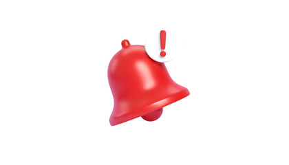 Vibrant red notification bell icon with a white alert symbol indicating an important update or message ©  PixelPulse