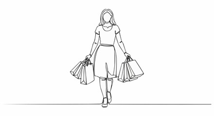 Woman walking with shopping bags after retail therapy session.
