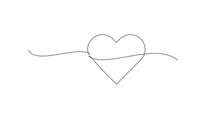 Continuous one line drawing of heart symbol. Hand drawing love icon.