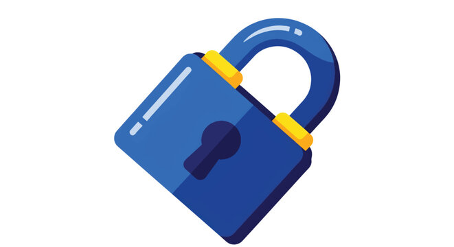 Flat design padlock icon symbolizing digital security, data protection, and privacy. This colorful graphic illustration represents secure access, confidentiality, and online safety.