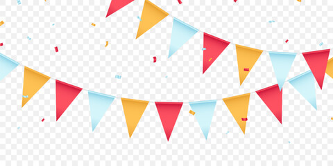 Colorful party flags background vector illustration for celebration.