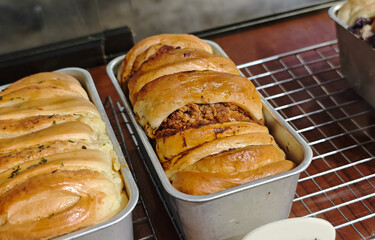 Pork floss bread in a cafe