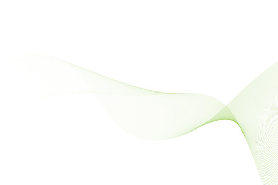 Abstract light green wave isolated on transparent background, flowing lines pattern for technology or nature concept