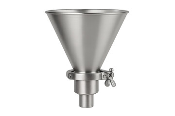 Stainless steel industrial conical funnel featuring clamp connection