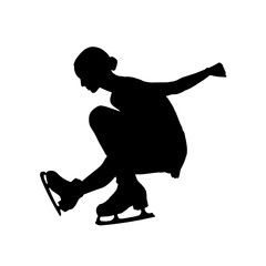 Figure skater doing sit spin silhouette vector illustration
