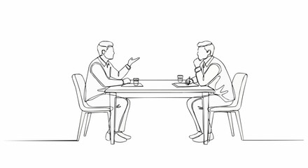 Two men in a meeting discussing ideas over a table.