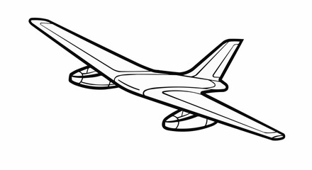Simple Line Art Drawing of a Classic Propeller Airplane in Flight.
