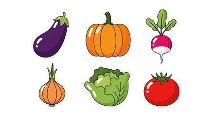 Colorful assortment of fresh vegetables isolated on white background