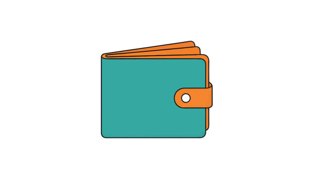 Stylized orange and teal wallet icon on a white background, representing finance, savings, and digital payment concepts. Ideal for financial apps, websites, or business illustrations.