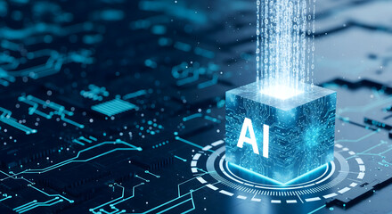 Unlock future tech with a cutting-edge AI cube and data stream for innovation success