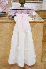 White dress with pink accents for special events